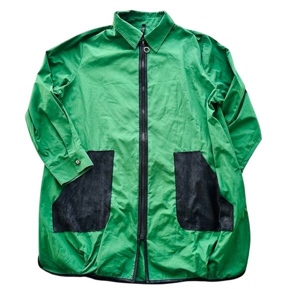 IC Connie K Green Spring Coat Size Large Oversized Art To Wear Funky Bright USA - Picture 1 of 8